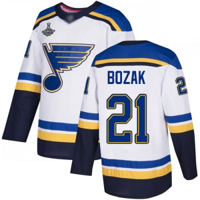 Adidas St. Louis Blues #21 Tyler Bozak White Road Authentic Stanley Cup Champions Stitched NHL Jersey